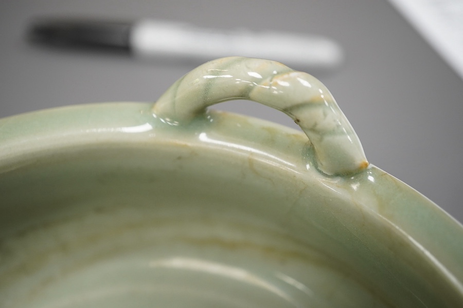 A Chinese Longquan celadon crackle glazed tripod censer, Ming dynasty or later